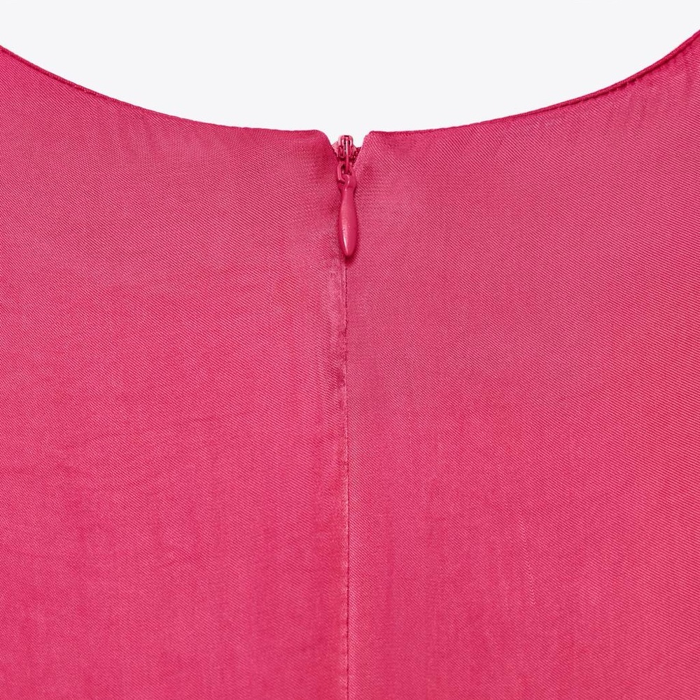 Zara Satin effect cut out sleeveless midi dress fuchsia. S NWT - Picture 11 of 17